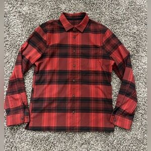 lululemon athletica masons peak Red and Black Plaid Casual Button Down Shirt